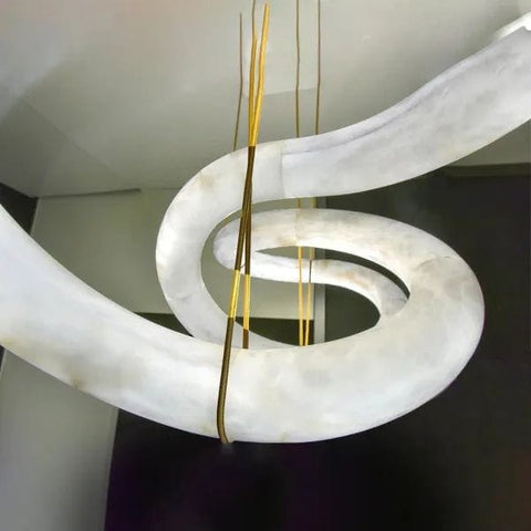 Oslo Infinity Symmetrical Entryway Alabaster Pendant Light by Franing - Chandelier .SHOP ALL .Alabaster