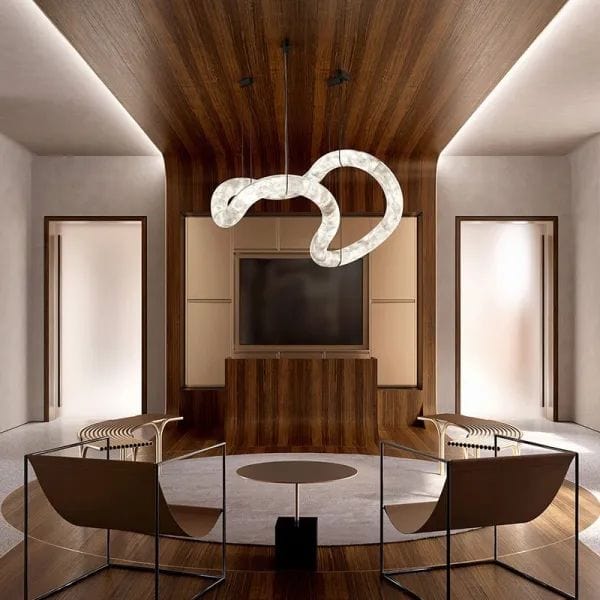 Oslo Infinity Symmetrical Entryway Alabaster Pendant Light by Franing - Chandelier .SHOP ALL .Alabaster