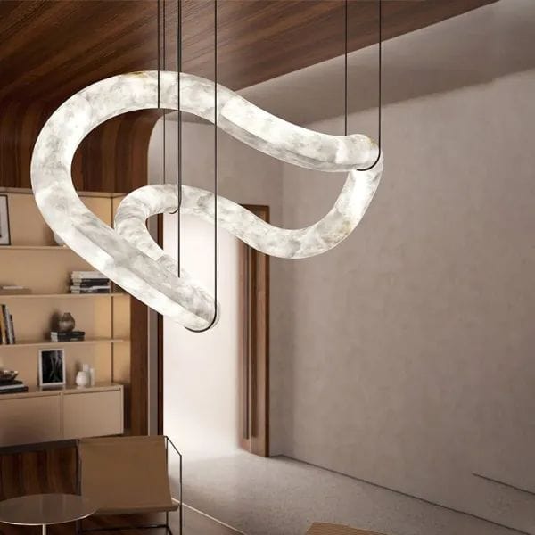 Oslo Infinity Symmetrical Entryway Alabaster Pendant Light by Franing - Chandelier .SHOP ALL .Alabaster