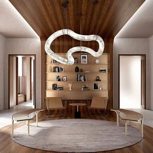 Oslo Infinity Symmetrical Entryway Alabaster Pendant Light by Franing - Chandelier .SHOP ALL .Alabaster