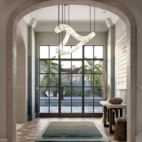Oslo Infinity Symmetrical Entryway Alabaster Pendant Light by Franing - Chandelier .SHOP ALL .Alabaster