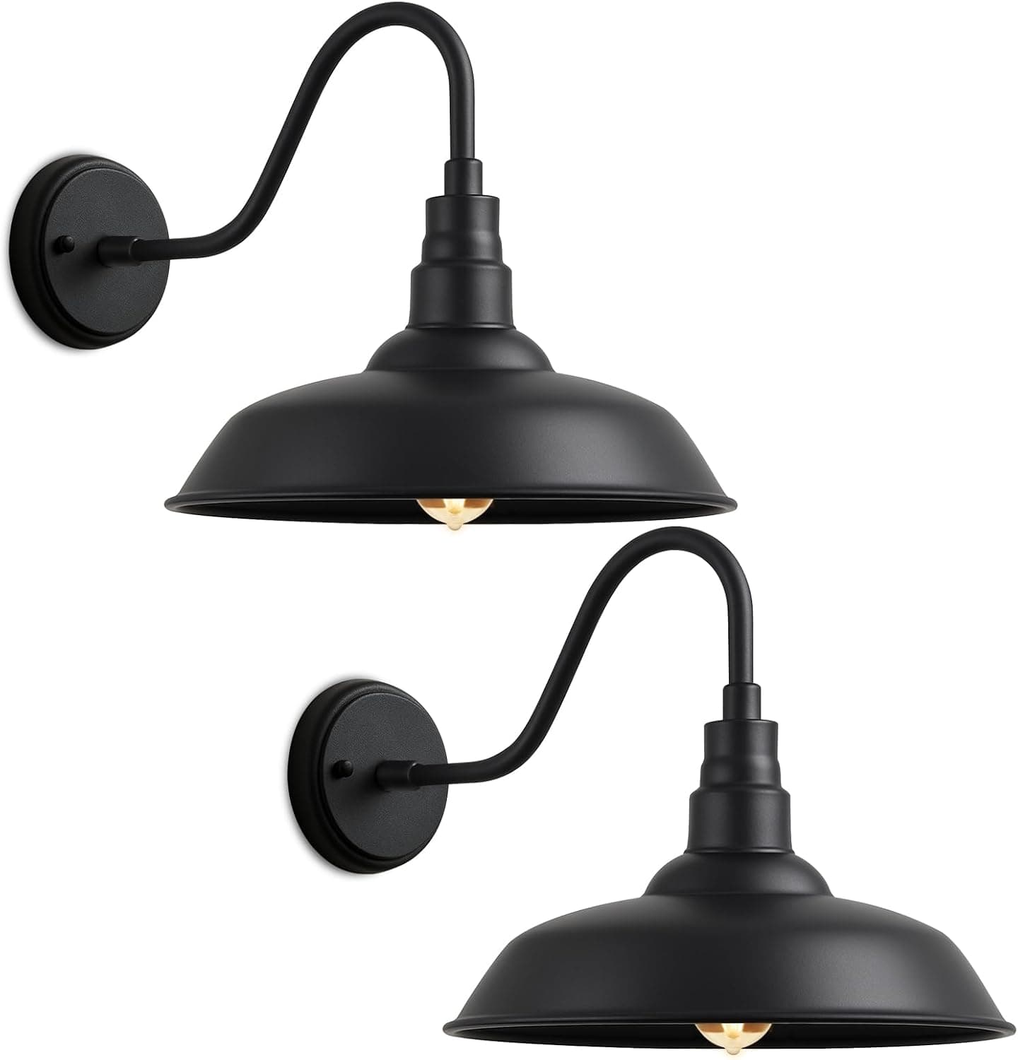 Outdoor Barn Gooseneck Light, Black Farmhouse Industrial Wall Mount Fixture for Porch, Garage, Patio,2 - Pack by Franing - SHOP ALL,WALL,BARN，Metal wall light