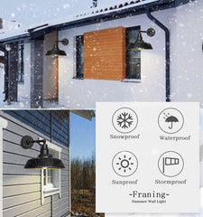 Premium Outdoor Barn Light – Straight Arm Farmhouse Wall Sconce for Patio, Garage, or Entryway by Franing - SHOP ALL,WALL,BARN，Metal wall light