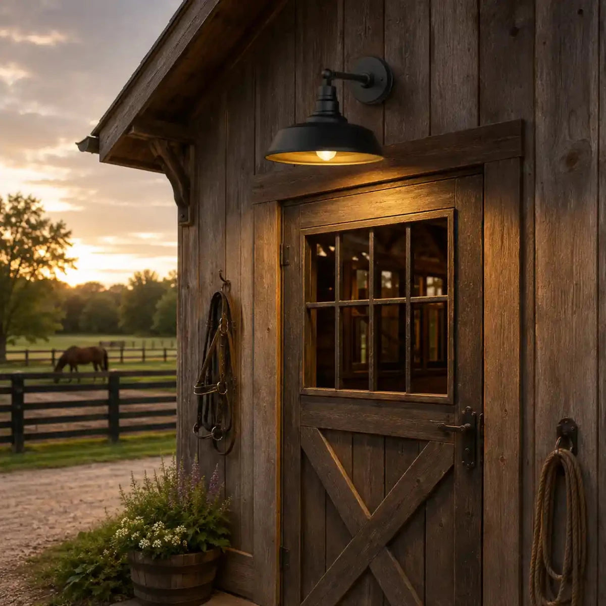 Premium Outdoor Barn Light – Straight Arm Farmhouse Wall Sconce for Patio, Garage, or Entryway by Franing - SHOP ALL,WALL,BARN，Metal wall light