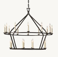 19TH C. ENGLISH OPENWORK TWO-TIER ROUND CHANDELIER 40" - Franing