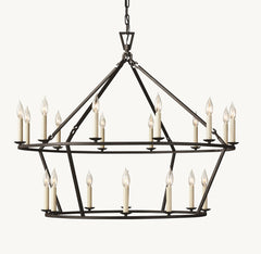 19TH C. ENGLISH OPENWORK TWO-TIER ROUND CHANDELIER 40" - Franing