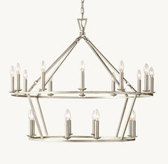 19TH C. ENGLISH OPENWORK TWO-TIER ROUND CHANDELIER 40" - Franing