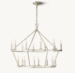 19TH C. ENGLISH OPENWORK TWO-TIER ROUND CHANDELIER 40" - Franing