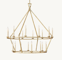 19TH C. ENGLISH OPENWORK TWO-TIER ROUND CHANDELIER 62" - Franing