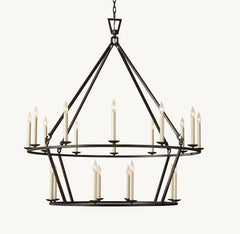 19TH C. ENGLISH OPENWORK TWO-TIER ROUND CHANDELIER 62" - Franing