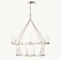 19TH C. ENGLISH OPENWORK TWO-TIER ROUND CHANDELIER 62" - Franing