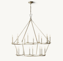 19TH C. ENGLISH OPENWORK TWO-TIER ROUND CHANDELIER 62" - Franing