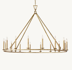 19TH C. ENGLISH OPENWORK ROUND CHANDELIER 72" - Franing