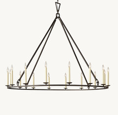 19TH C. ENGLISH OPENWORK ROUND CHANDELIER 72" - Franing