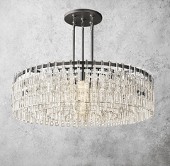 Mariogold Multi-Tier Crystal Chain Round Chandelier 48" - Franing