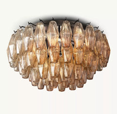 Chiaray Modern Smoke Glass Flush Mount Light Fixture 17"