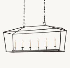 19TH C. ENGLISH OPENWORK RECTANGULAR CHANDELIER 54" - Franing