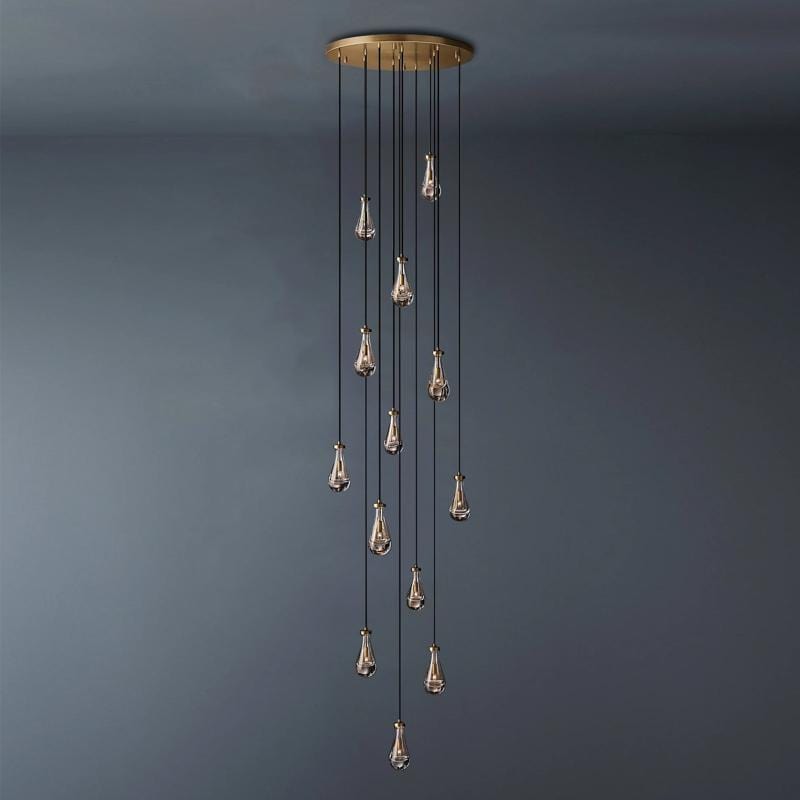 Raindrop Round Long High Ceiling Chandelier Light D36'' by Franing - Chandelier,SHOP ALL,crystal chandelier,Ceiling