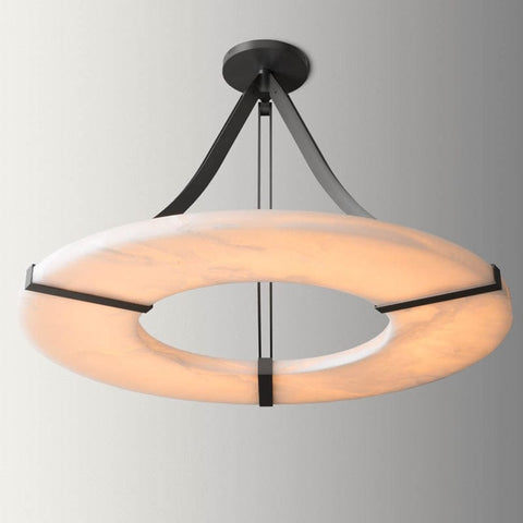 Round Alabaster Plate Chandelier by Franing - Chandelier .SHOP ALL .Alabaster