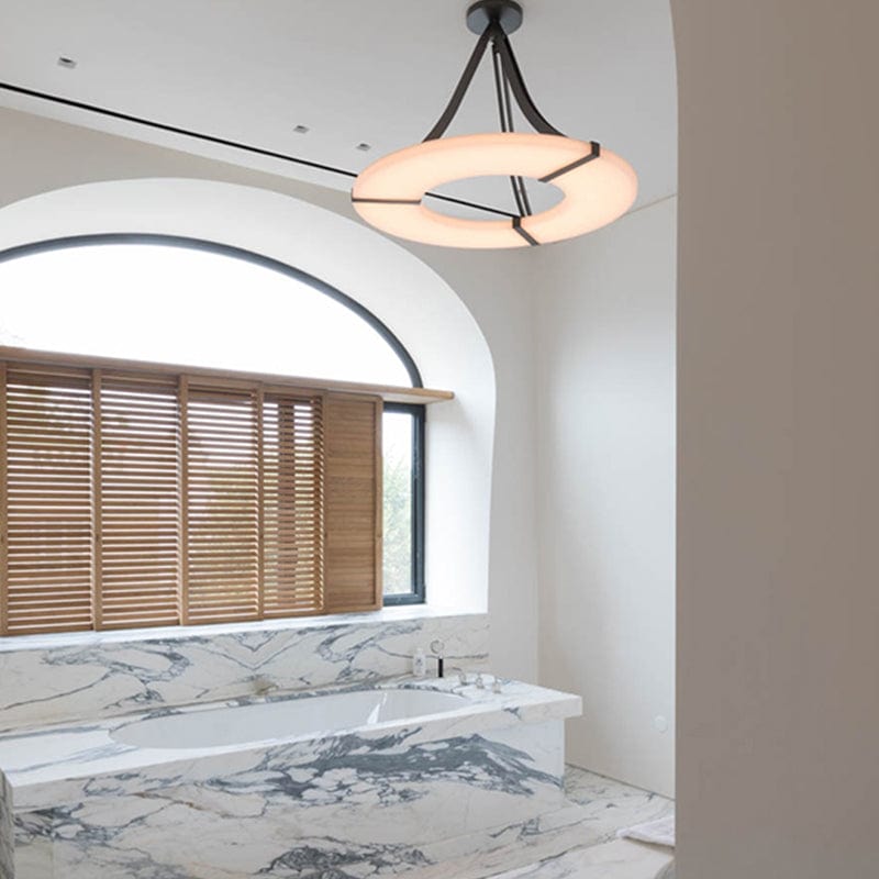 Round Alabaster Plate Chandelier by Franing - Chandelier .SHOP ALL .Alabaster