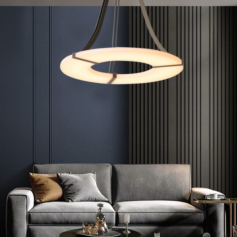 Round Alabaster Plate Chandelier by Franing - Chandelier .SHOP ALL .Alabaster