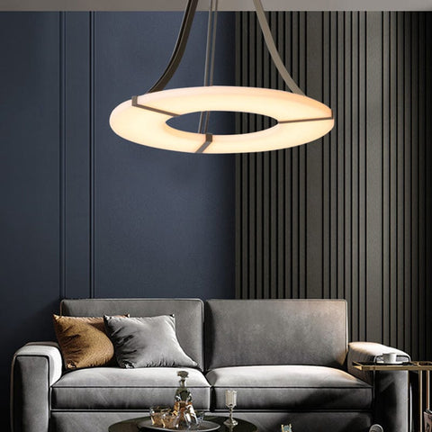 Round Alabaster Plate Chandelier by Franing - Chandelier .SHOP ALL .Alabaster