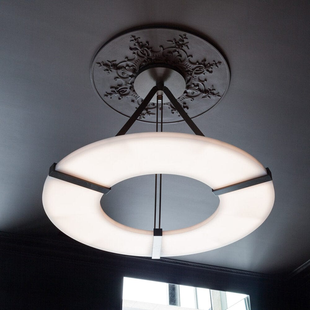 Round Alabaster Plate Chandelier by Franing - Chandelier .SHOP ALL .Alabaster