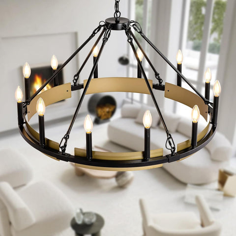 Round Wagon Wheel Chandelier by Franing - Chandelier,SHOP ALL,metal chandelier,Farmhouse