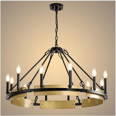 Round Wagon Wheel Chandelier by Franing - Chandelier,SHOP ALL,metal chandelier,Farmhouse