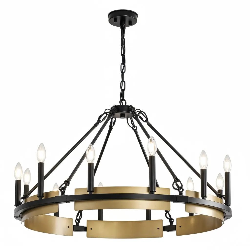 Rustic Farmhouse Wood Wagon Wheel Chandelier by Franing - Chandelier,SHOP ALL,metal chandelier,Farmhouse