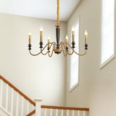 Rustic Wood & Metal Chandelier – 6/8 - Light Adjustable Ceiling Fixture by Franing - Ceiling,SHOP ALL,glass chandelier,Chandelier,1 - 3