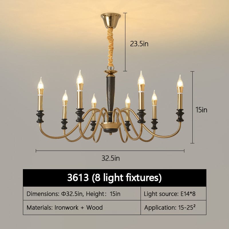 Rustic Wood & Metal Chandelier – 6/8 - Light Adjustable Ceiling Fixture by Franing - Ceiling,SHOP ALL,glass chandelier,Chandelier,1 - 3