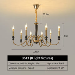 Rustic Wood & Metal Chandelier – 6/8 - Light Adjustable Ceiling Fixture by Franing - Ceiling,SHOP ALL,glass chandelier,Chandelier,1 - 3