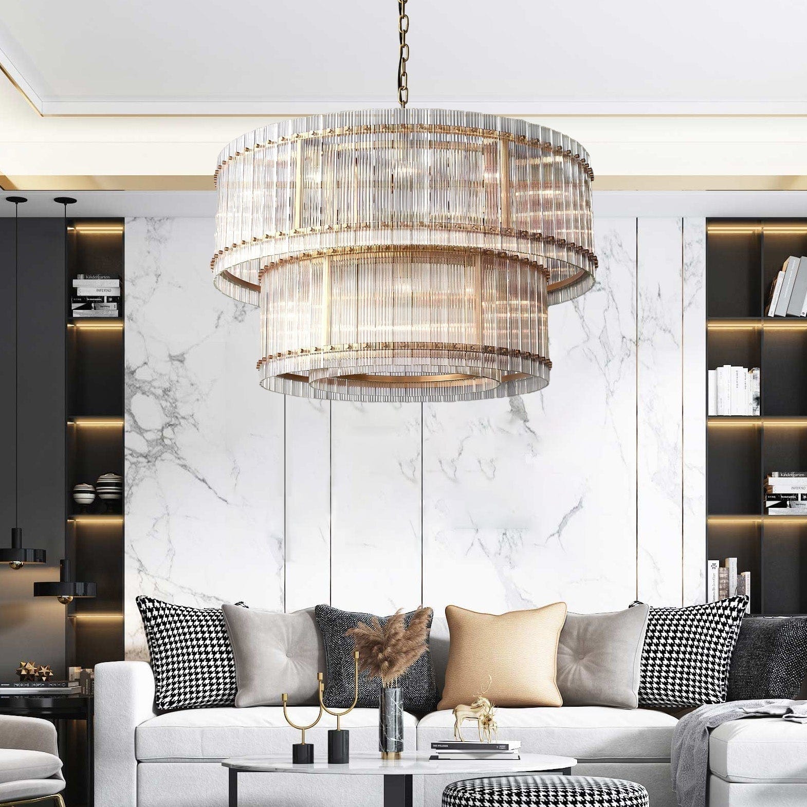 San Marcon 2 - Tier Round Chandelier 48" by Franing - Chandelier,SHOP ALL,glass chandelier