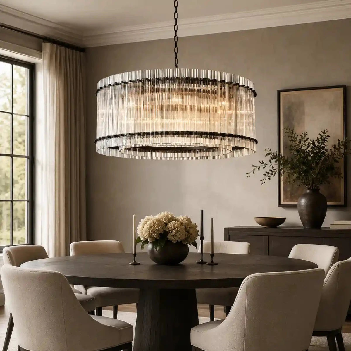 San Marcus 37″ Handmade Glass Round Chandelier – Antiqued Brass & Bronze by Franing - Chandelier,SHOP ALL,glass chandelier