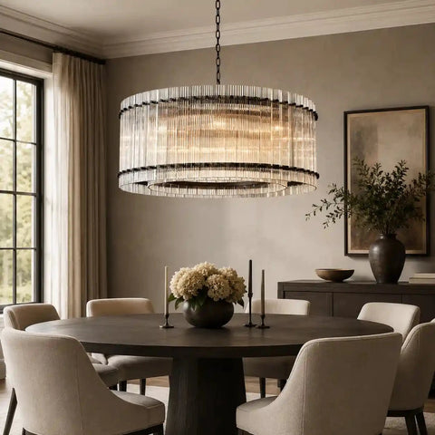 San Marcus 37″ Handmade Glass Round Chandelier – Antiqued Brass & Bronze by Franing - Chandelier,SHOP ALL,glass chandelier