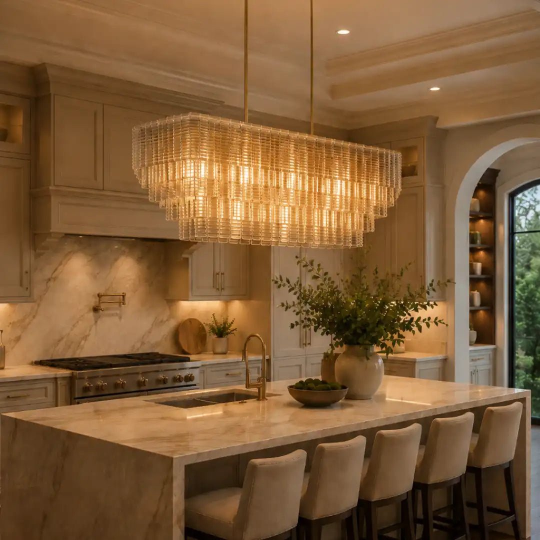 Siren Clear Glass Rectangle Chandelier 59" by Franing - Chandelier,SHOP ALL,glass chandelier