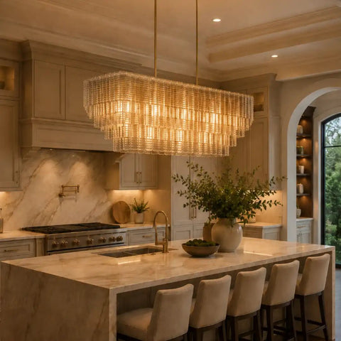 Siren Clear Glass Rectangle Chandelier 59" by Franing - Chandelier,SHOP ALL,glass chandelier