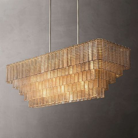 Siren Clear Glass Rectangle Chandelier 59" by Franing - Chandelier,SHOP ALL,glass chandelier