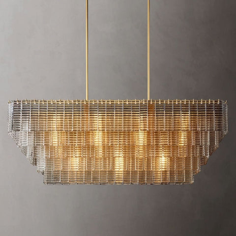 Siren Clear Glass Rectangle Chandelier 59" by Franing - Chandelier,SHOP ALL,glass chandelier