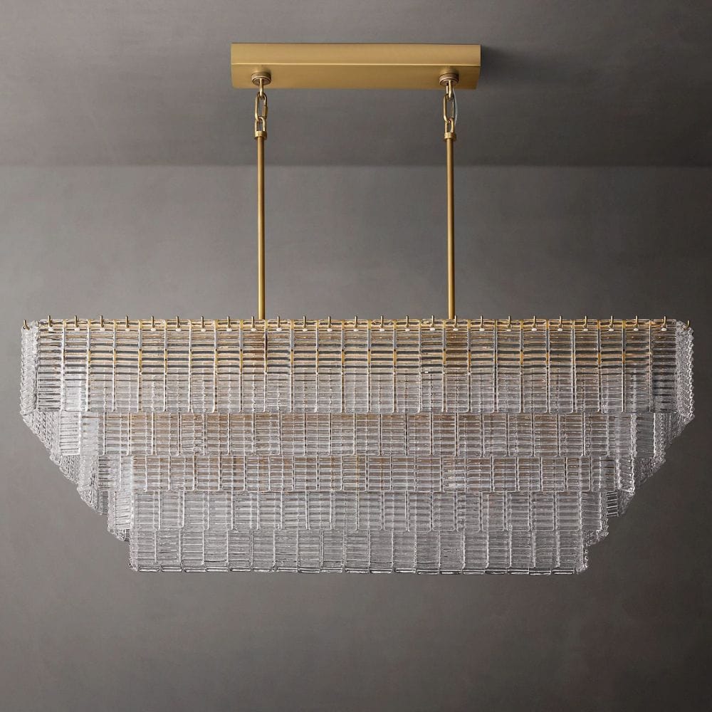Siren Clear Glass Rectangle Chandelier 59" by Franing - Chandelier,SHOP ALL,glass chandelier