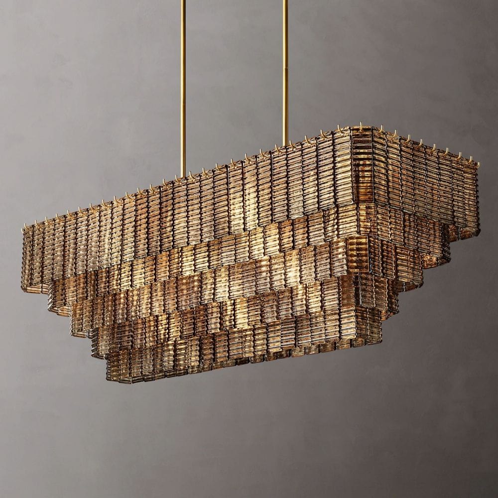 Siren Smoke Glass Rectangle Chandelier 59" by Franing - Chandelier,SHOP ALL,glass chandelier