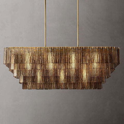 Siren Smoke Glass Rectangle Chandelier 59" by Franing - Chandelier,SHOP ALL,glass chandelier