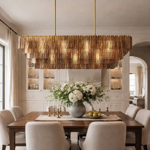 Siren Smoke Glass Rectangle Chandelier 59" by Franing - Chandelier,SHOP ALL,glass chandelier