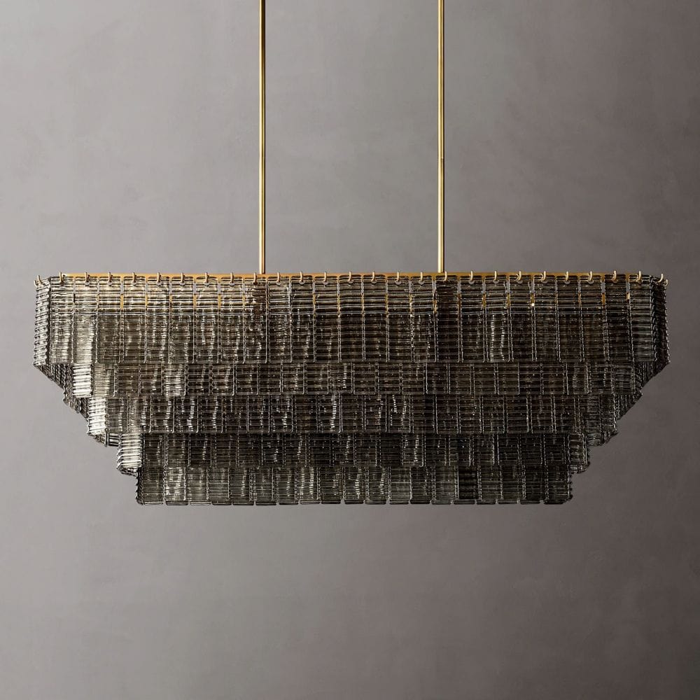 Siren Smoke Glass Rectangle Chandelier 59" by Franing - Chandelier,SHOP ALL,glass chandelier