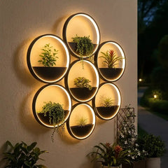 Solar LED Outdoor Wall Planter Light – Round Waterproof Wall Sconce for Patio & Garden by Franing - Wall,Metal wall light,SHOP ALL