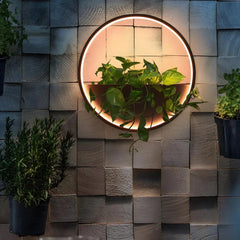 Solar LED Outdoor Wall Planter Light – Round Waterproof Wall Sconce for Patio & Garden by Franing - Wall,Metal wall light,SHOP ALL