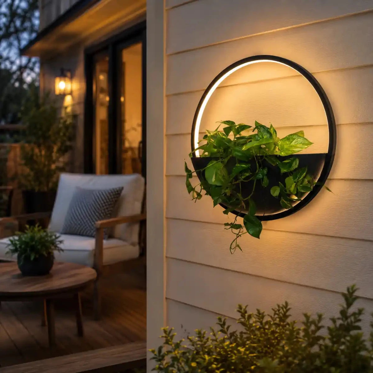 Solar LED Outdoor Wall Planter Light – Round Waterproof Wall Sconce for Patio & Garden by Franing - Wall,Metal wall light,SHOP ALL