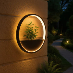 Solar LED Outdoor Wall Planter Light – Round Waterproof Wall Sconce for Patio & Garden by Franing - Wall,Metal wall light,SHOP ALL