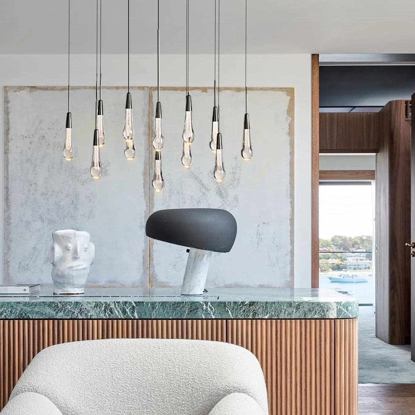 Soltaire Linear Chandelier 37'' 50'' 70'' 87"W 120"W by Franing - SHOP ALL,crystal chandelier,Ceiling,Island counter/dining room
